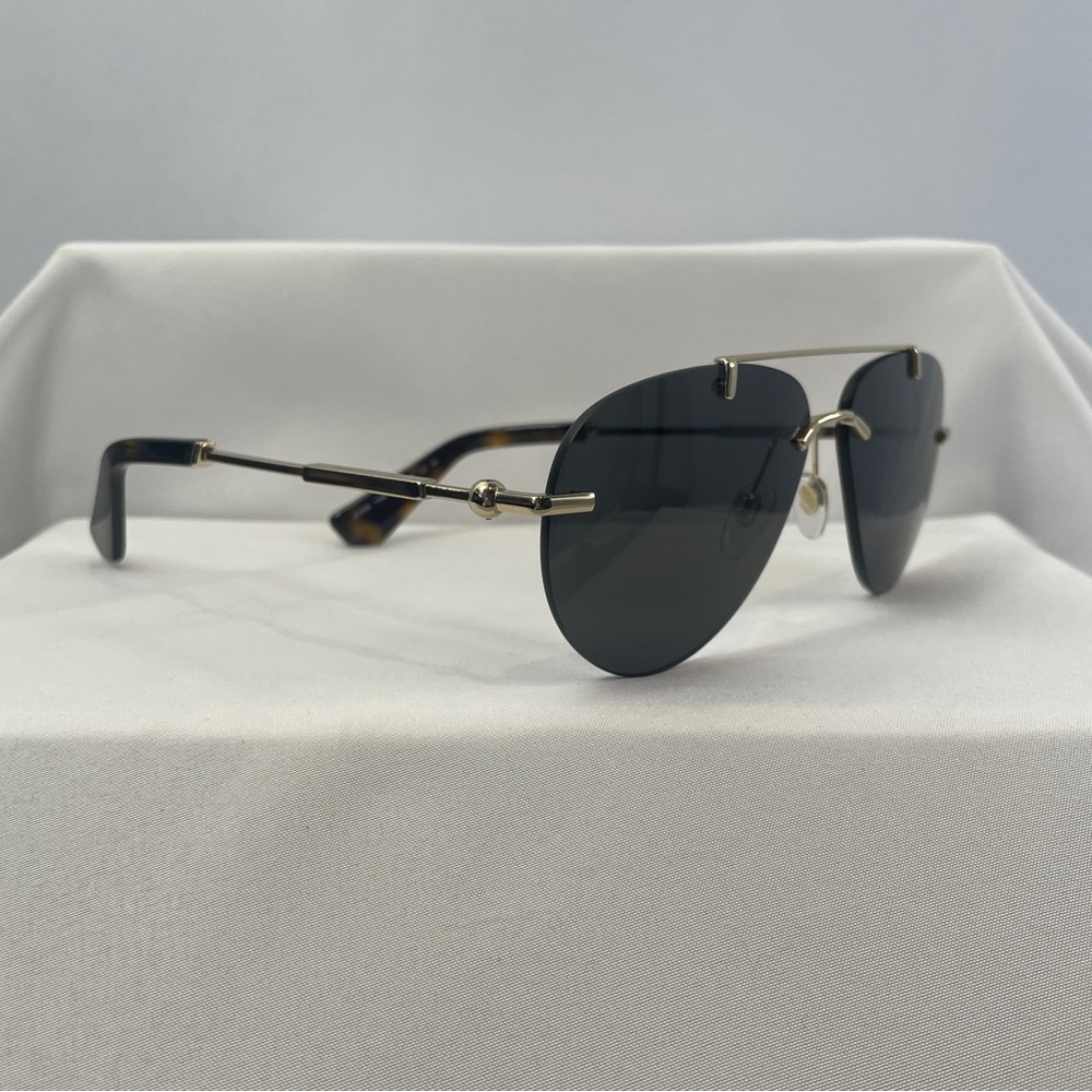 Burberry BE3151 Gold Rimless Aviator Sunglasses 60mm Gray Lenses Italy Designer - Picture 5 of 16